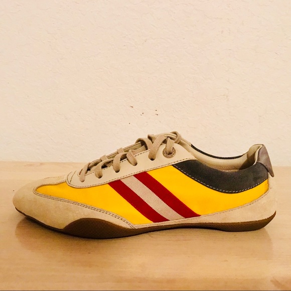 BALLY NEW W/BOX YELLOW SNEAKERS/CONTRAST ACCENTS 8 - Picture 5 of 8